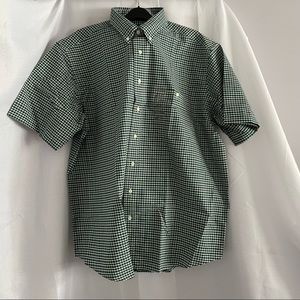 Town Craft Men’s Green White Plaid Short Sl Shirt Button Pocket Size 2X Tall